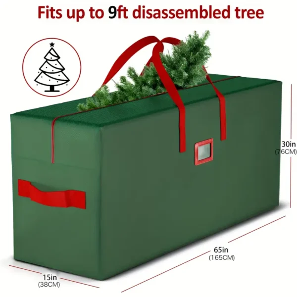 Extra-Large Waterproof Christmas Tree Storage Bag - Fits Up to 9ft Trees, Durable PVC with Dual Zipper & Sturdy Handles, Tree Storage - Image 2