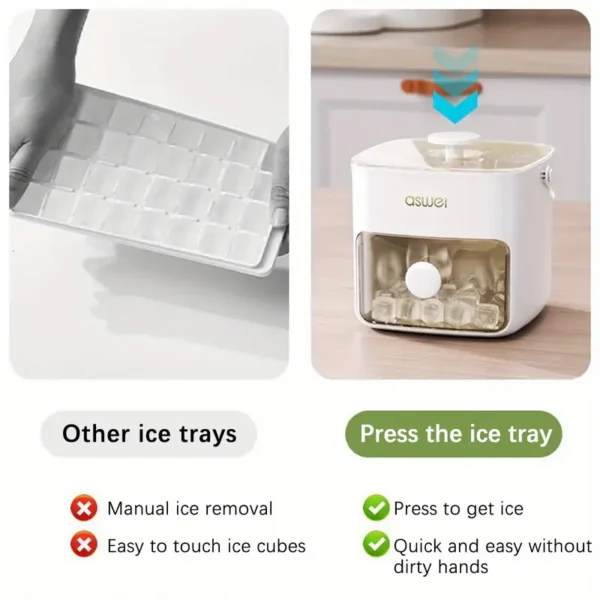 48-Ice Cube Maker with Easy-Press Lid - Large Capacity, Double Layer Design, Food-Grade Plastic Storage Tray for Freezer - Perfect for Whiskey & Cocktails, Essential Kitchen Gadget - Image 2