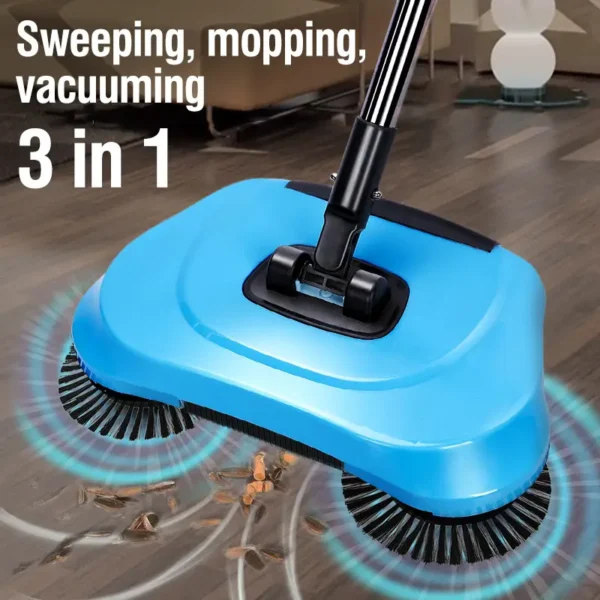 Hand Push Broom, Multifunctional Cleaning Tool Sweep Mop, Long Handle Push Broom with Auto Spiral Deep Clean System, Easy Cleaning Close Fit to the Floor, Ideal for Hardwood, Ceramic, Tiles, Kitchen, Home, Office, Cleaning Supplies, Cleaning Tool
