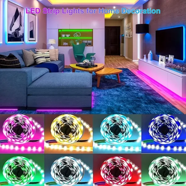 200FT Extra Long Smart Led Strip Lights, RGB LED Lights With App And Remote Control For Bedroom, Home Decor Music Sync Color Changing Lights - Image 4