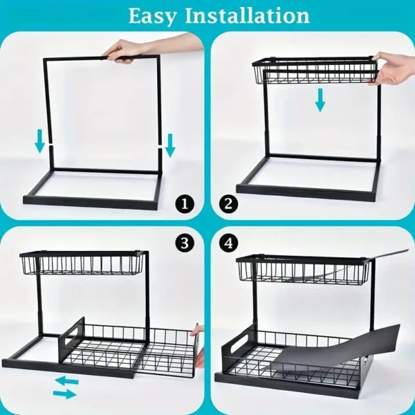 Under Sink Organizer, Pull Out Cabinet Organizer 2 Tier Slide Out Sink Shelf Cabinet Storage Shelves, Under Sink Storage for Kitchen Bathroom Cabinet - Image 8