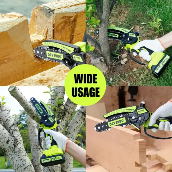 6-Inch Cordless Mini Chainsaw, Handheld Electric Power Chainsaw for Tree Trimming and Wood Cutting, Ideal Gift for Dad and Husband, Includes Splash Guard and Safety Lock, Lightweight and Portable - Image 9