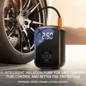 A Portable Car Air Compressor with a Wireless Handheld Pump And Light, Suitable for Inflating And Compressing Tires of Cars And Motorcycles.