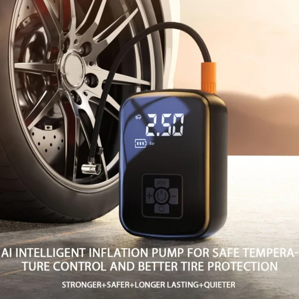 A Portable Car Air Compressor with a Wireless Handheld Pump And Light, Suitable for Inflating And Compressing Tires of Cars And Motorcycles.