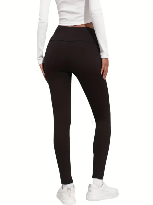 5-Pack Women'S High-Waisted Thermal Leggings, 92% Polyester 8% Spandex, Solid Color, Long Skinny Yoga Pants, Knit Fabric, 190g/m², Stretchy Workout Tights for Fall/Winter Sports - Image 3