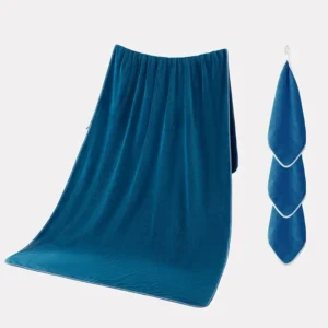 4-Pack Bath Towel Set, Extra Large & Hand Towels, Multifunctional, Modern Style, 300gsm Polyester, Solid Color, Rectangular, Machine Wash Only, High Absorbency