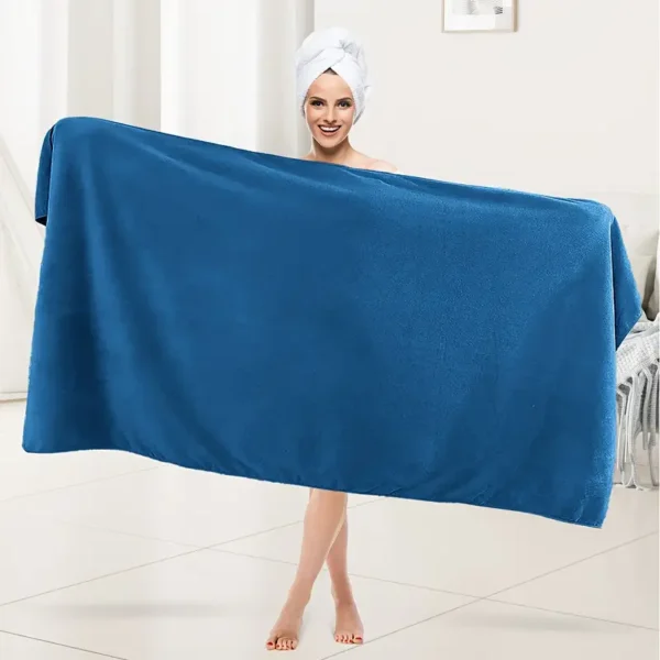 4-Pack Bath Towel Set, Extra Large & Hand Towels, Multifunctional, Modern Style, 300gsm Polyester, Solid Color, Rectangular, Machine Wash Only, High Absorbency - Image 3