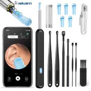 6-in-1 Wireless Earwax Removal Kit with Camera and Light, 6pcs Silicone Accessories for iOS and Android - Easy and Safe Ear Cleaning at Home