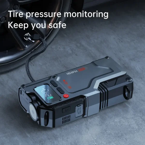 5000A Peak Jump Starter with Air Compressor, 150PSI Digital Tire Inflator, Portable Car Battery Charger for 10.L Gas or 2.38gal Diesel Engines, QC18W Fast Charging, USB Output, LED Emergency Lighting, 5in 1 Function, Jump Box, Battery Pack - Image 3