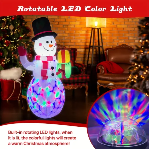 LED LIGHTS 1pc 5ft Giant Rotating LED Snowman Inflatable - Outdoor Yard Christmas Decoration With Vibrant Lighting Effects - Festival Decor For Home, Garden, Restaurant, And Party FOR BUSINESS - Image 3