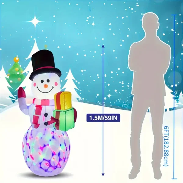 LED LIGHTS 1pc 5ft Giant Rotating LED Snowman Inflatable - Outdoor Yard Christmas Decoration With Vibrant Lighting Effects - Festival Decor For Home, Garden, Restaurant, And Party FOR BUSINESS - Image 2