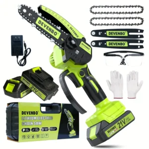 6-Inch Cordless Mini Chainsaw, Handheld Electric Power Chainsaw for Tree Trimming and Wood Cutting, Ideal Gift for Dad and Husband, Includes Splash Guard and Safety Lock, Lightweight and Portable