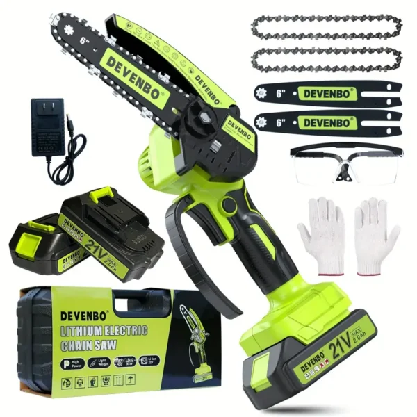 6-Inch Cordless Mini Chainsaw, Handheld Electric Power Chainsaw for Tree Trimming and Wood Cutting, Ideal Gift for Dad and Husband, Includes Splash Guard and Safety Lock, Lightweight and Portable