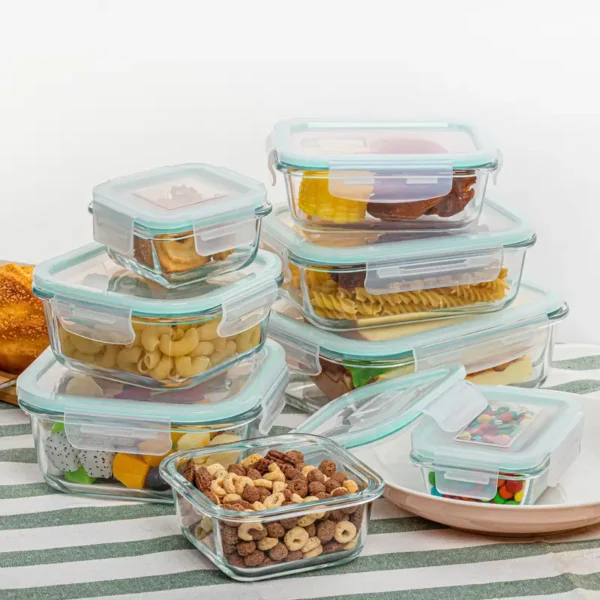 8 Pack Premium Glass Food Storage Containers - Airtight, Leak-Proof, Microwave, Oven, Freezer and Dishwasher Safe - BPA Free, Stain-Resistant, Easy-Clean Design for Meal Prep and Bento Boxes - Image 2