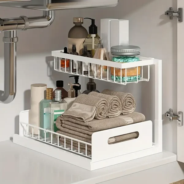 Under Sink Organizer, Pull Out Cabinet Organizer 2 Tier Slide Out Sink Shelf Cabinet Storage Shelves, Under Sink Storage for Kitchen Bathroom Cabinet - Image 9