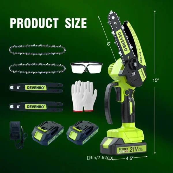 6-Inch Cordless Mini Chainsaw, Handheld Electric Power Chainsaw for Tree Trimming and Wood Cutting, Ideal Gift for Dad and Husband, Includes Splash Guard and Safety Lock, Lightweight and Portable - Image 7