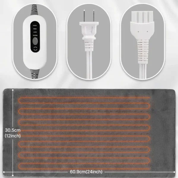 Electric Heating Pad for Back, Soft Flannel Heated Blanket 12" x 24", 4 Heat Settings, Fast Heating to 150°F, 2-Hour Auto-Off, Moist/Dry Heat Pads for Neck, Shoulder, Knee, Leg - Machine Washable, Ideal Christmas Gift for Men, Mom & Dad, Best for Christmas - Image 2