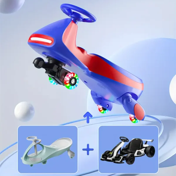 2 In 1 Electric Wiggle Car With Pedal, 12V Ride On Toy, Rechargeable Battery Powered, Anti-Rollover Structure, Flashing Wheels, Swing Car For 3 Years+, Red, Blue Halloween Christmas Gifts - Image 3