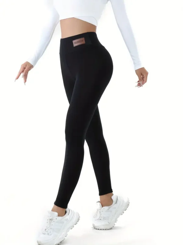 Women's Cozy Fleece-Lined High-Elasticity Leggings - Warm, Stretchy Activewear for Fall & Winter - Image 3