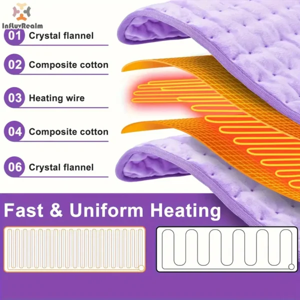 12" X 24" Soft Flannel InfLuvRealm Heating Pad For Back, Neck And Shoulder, Electric Blanket With 6 Heat Settings, Auto Shut-Off, Moist Dry Heat Options, Machine Washable, Birthday Chrismas Gifts For Women Men - Image 3