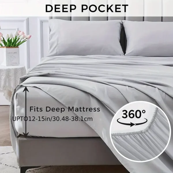 4pcs 2000TC Ultra Soft & Breathable Sheets with 14" Deep Pocket for Queen Bed Sheets - Shrinkage & Fade Resistant Luxury Hotel-Grade Easy Care Sheet Set Bed Sheet Sets(Fitted Sheet Flat Sheet Pillowcase) Halloween Christmas Gifts - Image 3