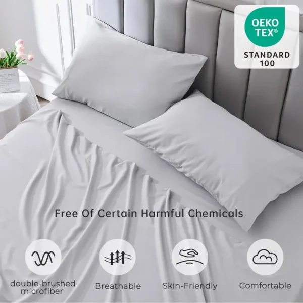 4pcs 2000TC Ultra Soft & Breathable Sheets with 14" Deep Pocket for Queen Bed Sheets - Shrinkage & Fade Resistant Luxury Hotel-Grade Easy Care Sheet Set Bed Sheet Sets(Fitted Sheet Flat Sheet Pillowcase) Halloween Christmas Gifts - Image 2