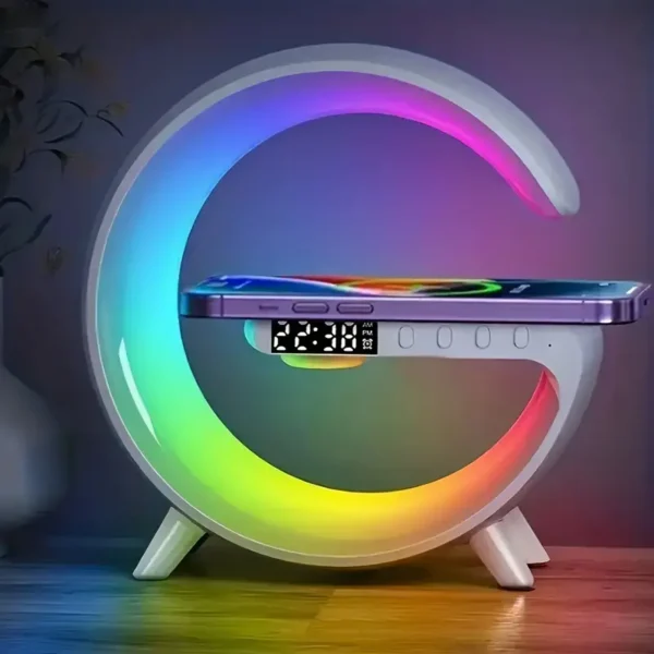 Wireless BT Speakers With Wireless Fast Charging, Rhythm RGB Light, Bar Smart Light, Sunrise Alarm Clock, Wake Up Light For Bedrooms, Dimmable Table Lamp - Image 2