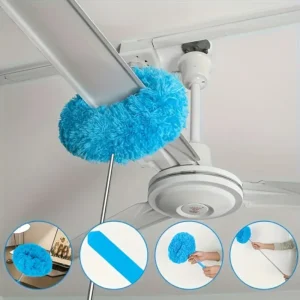 12 Ft Long-Handled Microfiber Ceiling Fan Duster - Dust-Locking, Reusable, Machine Washable, Effortless Cleaning Brush - Detachable Brush For Easy Cleaning, Ideal For RVs & Home Use