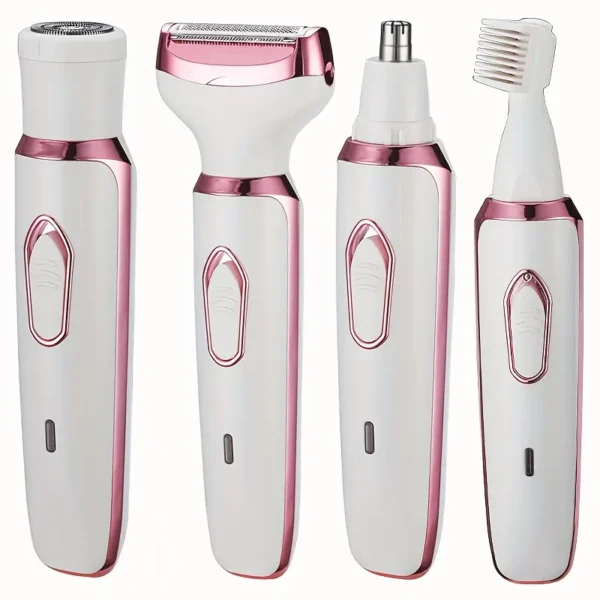 4 In 1 Women's Electric Hair Remover/Women's Multi-Function Electric Hair Remover Set/Women's Bikini Trimmer/USB Rechargeable/Hair Remover for Pubic Hair, Eyebrows, Nose, Face, Legs, / Portable, Gentle, Women's Gift, Mother's Day Gift