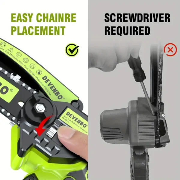 6-Inch Cordless Mini Chainsaw, Handheld Electric Power Chainsaw for Tree Trimming and Wood Cutting, Ideal Gift for Dad and Husband, Includes Splash Guard and Safety Lock, Lightweight and Portable - Image 5