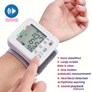 1pc TAIKON Wrist Blood Pressure Monitor with LCD Display, Adjustable Cuff, Pulse Rate Detection, and Irregular Heartbeat Alert - Battery Operated (Batteries Not Included), Blood Pressure Measurement | Comprehensive Display | Sound Playback Feature